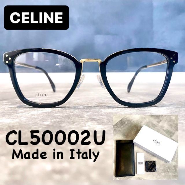 新品 セリーヌ CL50002U 001 メガネ 伊達メガネ ユニセックス 黒