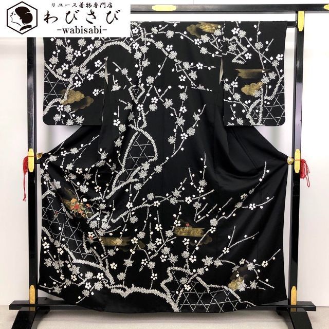 作家物 訪問着 風神雷神 グレー 美少年 金彩 縮...+lver.hippy.jp