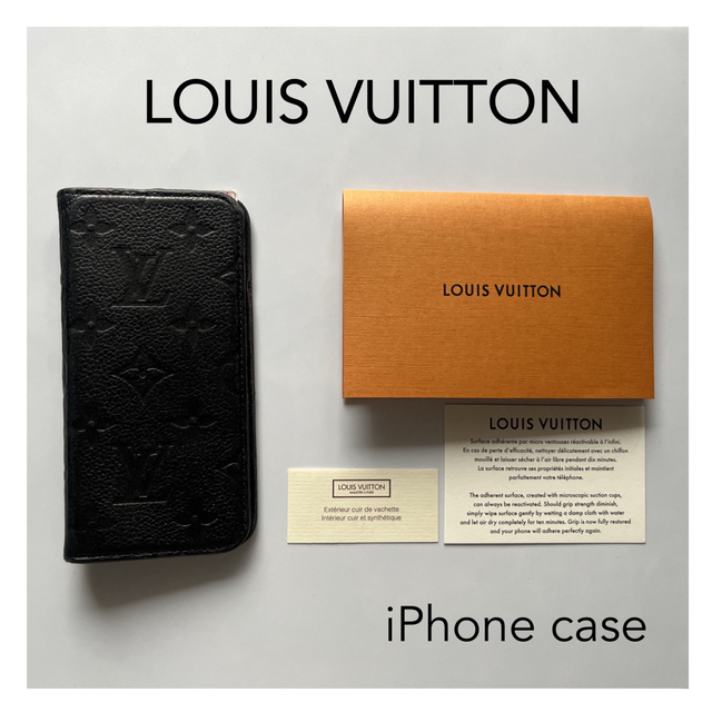 LOUIS VUITTON ルイヴィトン　LV フォリオ　iPhoneケース牛革エンボス加工状態