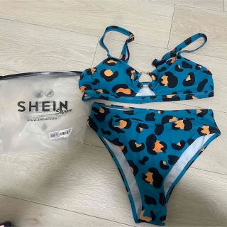 エイチアンドエム(H&M)のSHEIN ビキニ 水着 ヒョウ柄 ブルー ハイウエスト オレンジ 新品未使用(水着)