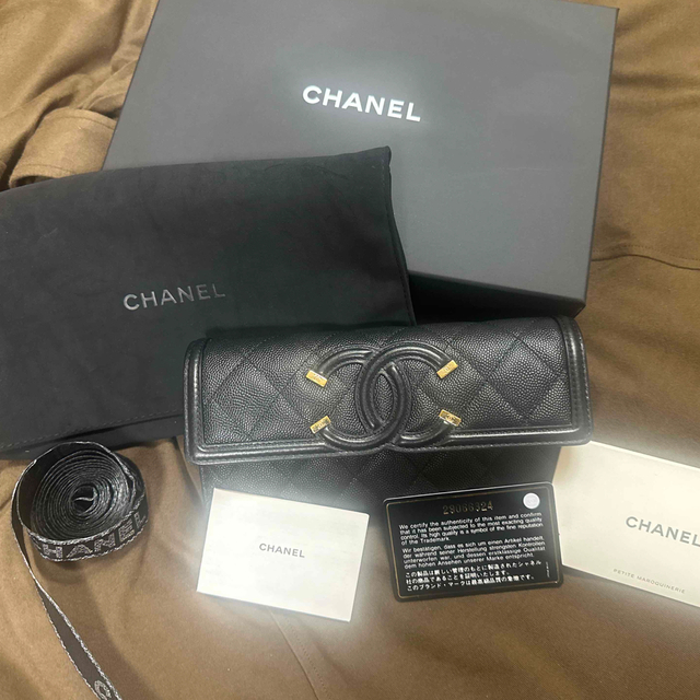 CHANEL  ロングウォレット　正規品　BLACK