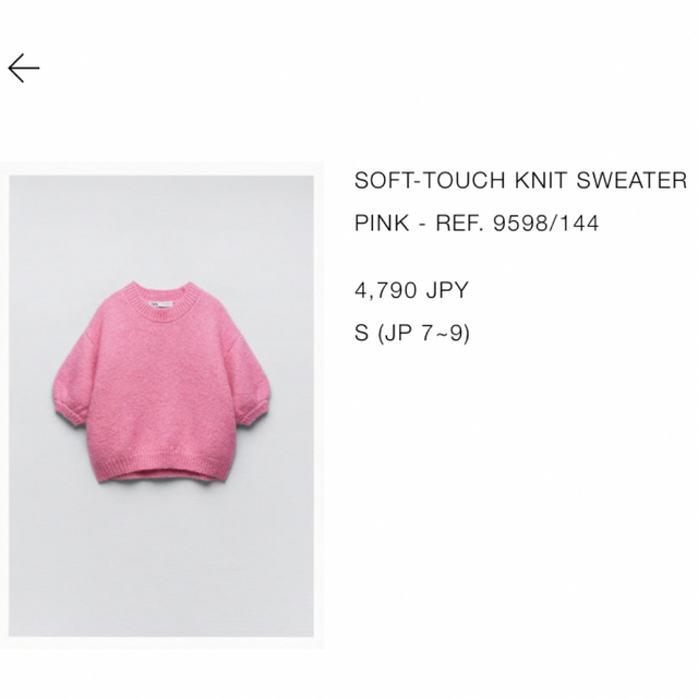 ZARA(ザラ)の美品　ソフトタッチセーター　Sサイズ レディースのトップス(ニット/セーター)の商品写真