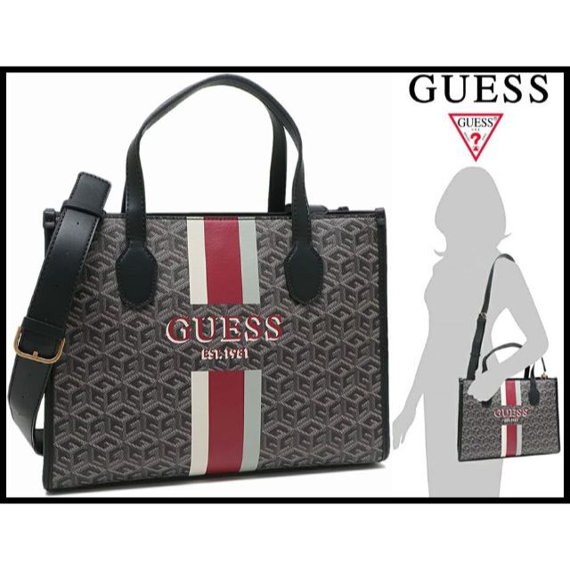 新品 GUESS ゲス シルバーナ 2WAY ハンド ショルダー バッグ 黒