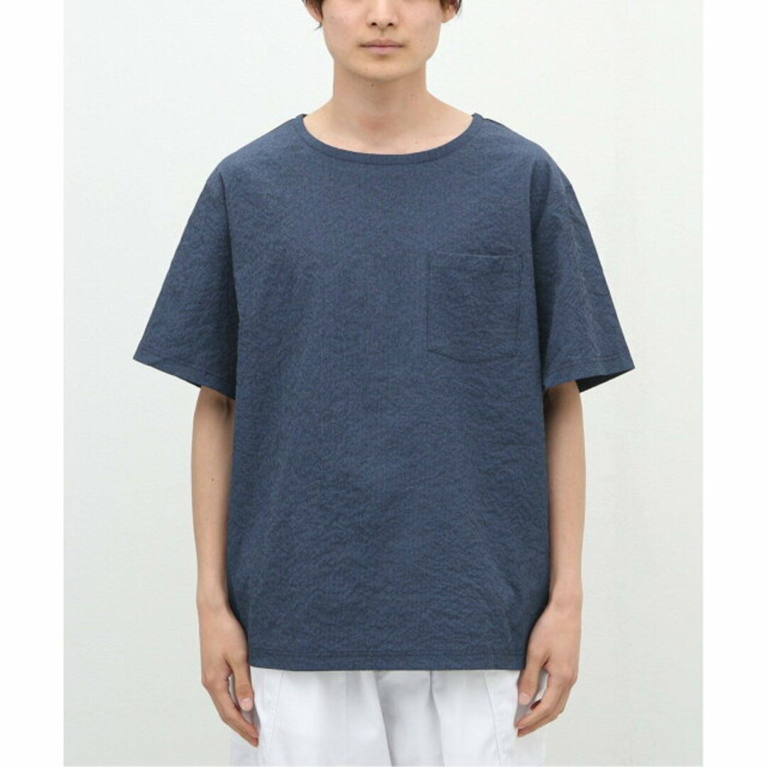 【ネイビー】シアサッカー 半袖ポケットTシャツ 2