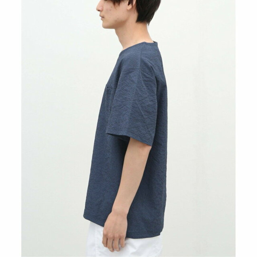 【ネイビー】シアサッカー 半袖ポケットTシャツ 3