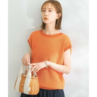 アーバンリサーチロッソ(URBAN RESEARCH ROSSO)の【ORANGE】ペーパーヤーン2WAYニットプルオーバー(ニット/セーター)