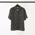 【ブラック】【花柄】イタリアンカラー 半袖 シャツ