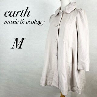 アースミュージックアンドエコロジー(earth music & ecology)のアース　タックフレアコート　Aラインコート　ピンク　M フェミニン　ミディ丈(ロングコート)