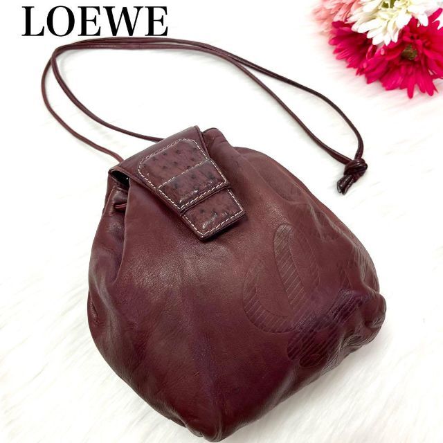 LOEWE - 【希少】ロエベ ナッパレザー オーストリッチ ショルダー ...