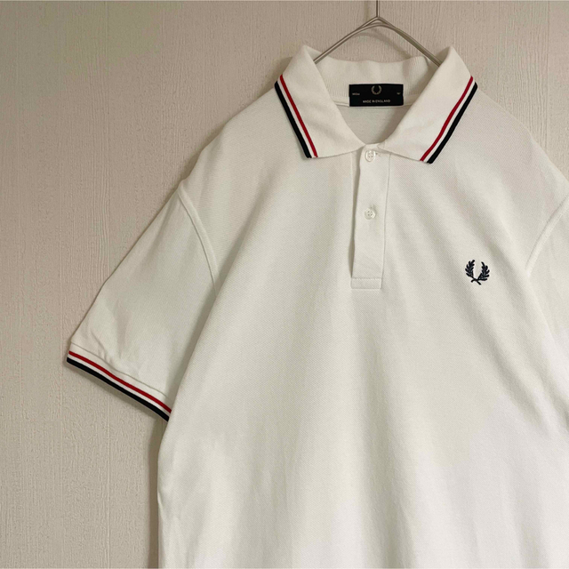 FRED PERRY(フレッドペリー)のフレッドペリー ポロシャツ 白 イングランド製  刺繍  M相当 メンズのトップス(ポロシャツ)の商品写真