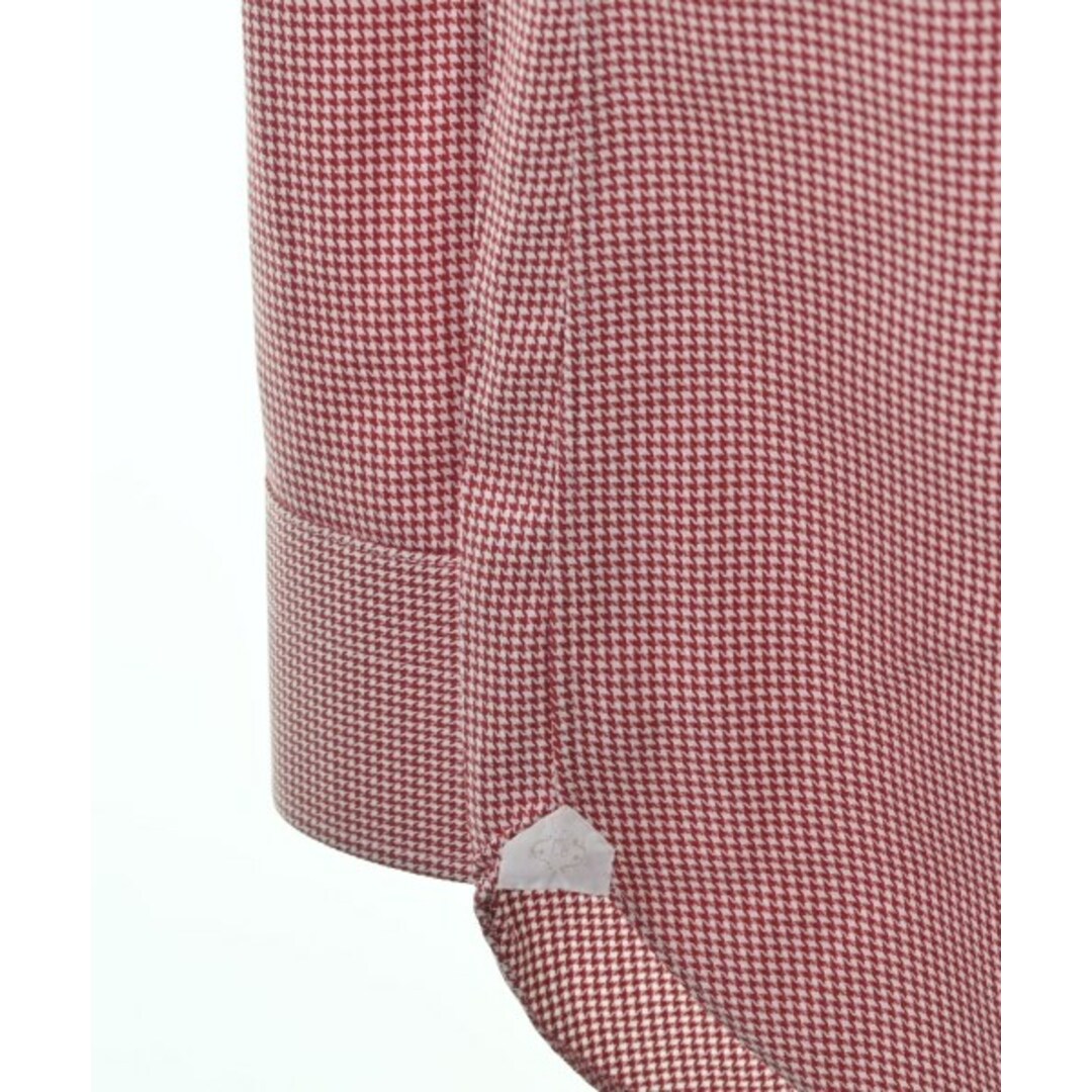 LUIGI BORRELLI ドレスシャツ 40(L位) 赤x白(千鳥格子)