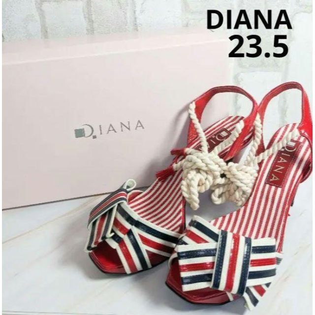 DIANA(ダイアナ)の箱あり 美品ダイアナ サンダル 23.5 ハイヒール DIANA レッド 赤 レディースの靴/シューズ(サンダル)の商品写真