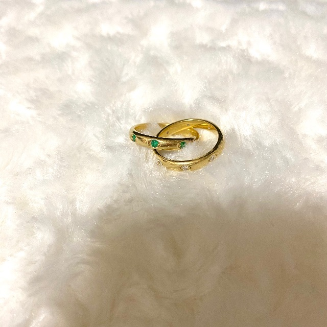 美品♡指輪 レディース 18金 0.32ct 0.26ct