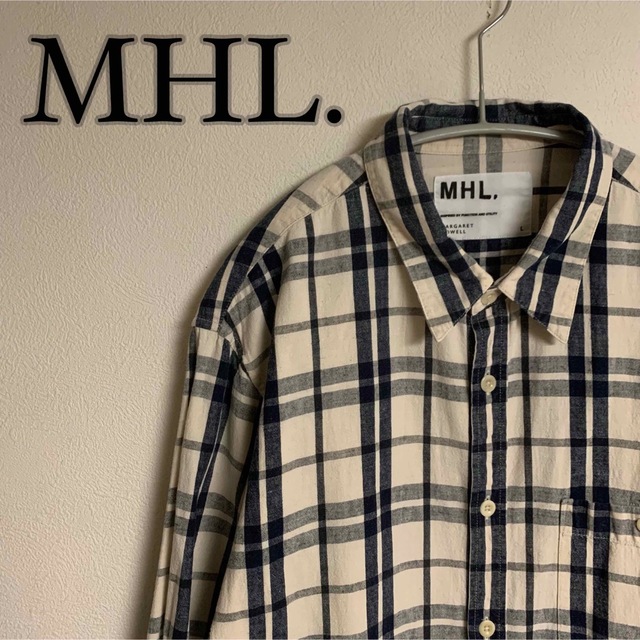 MHL.(エムエイチエル)の【美品】MHL. マーガレットハウエル　チェック柄　シャツ　アイボリー　リネン メンズのトップス(シャツ)の商品写真