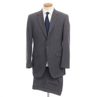 【中古】アザブテーラー azabu tailor ウール ストライプ 3B セットアップ スーツ グレーxホワイト【サイズ48/85】【メンズ】(セットアップ)