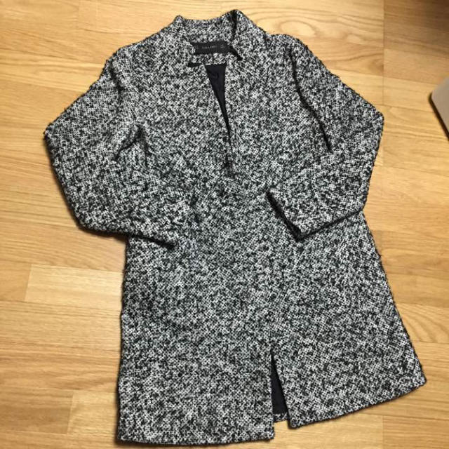 zara ザラ 格子柄 コート 白黒 綺麗 大人 可愛い レディース 冬服