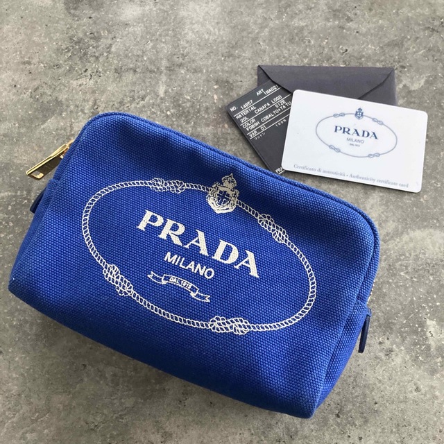 【美品】PRADA プラダ カナパポーチ レッド キャンバス 正規品