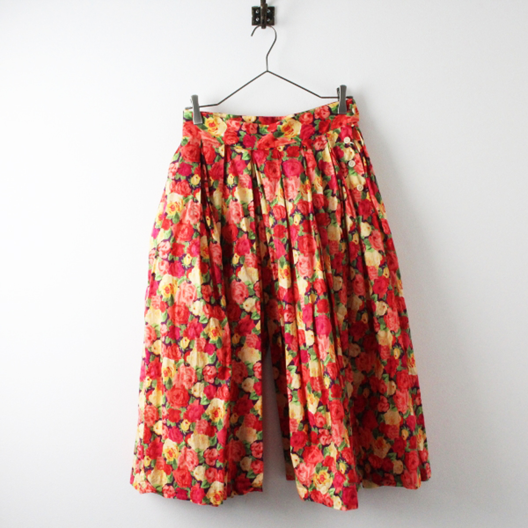 美品 YAECA ヤエカ Big Tuck Culotte リバティプリント ビッグタックキュロットパンツ M/レッドローズ  花柄【2400013294171】