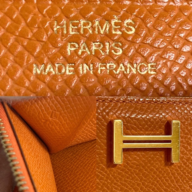 HERMES ベアンスフレ オレンジ 長財布 □L ゴールド金具 | www