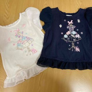 メゾピアノ(mezzo piano)のメゾピアノ　100 トップス　トルソー　お揃い　ネイビー　ホワイト(Tシャツ/カットソー)