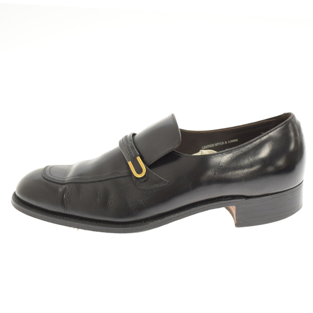 Crockett&Jones クロケットアンドジョーンズ Black Leather Loafers ブラックレザーベルトローファー 旧ロゴ 81/2 ブラック