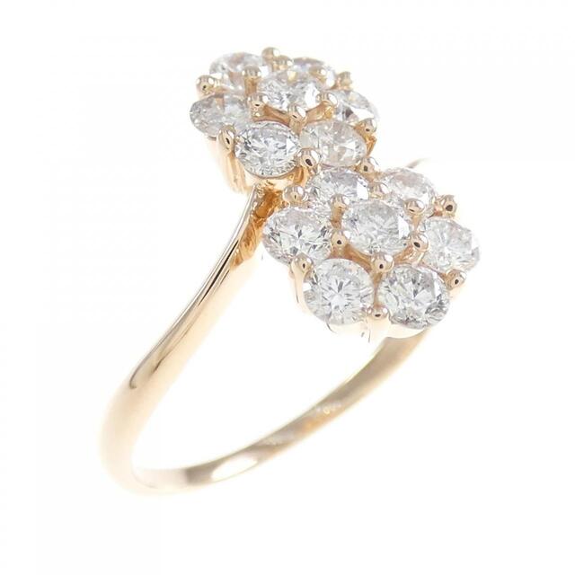 正規通販 K18PG フラワー ダイヤモンド リング 0.92CT リング(指輪
