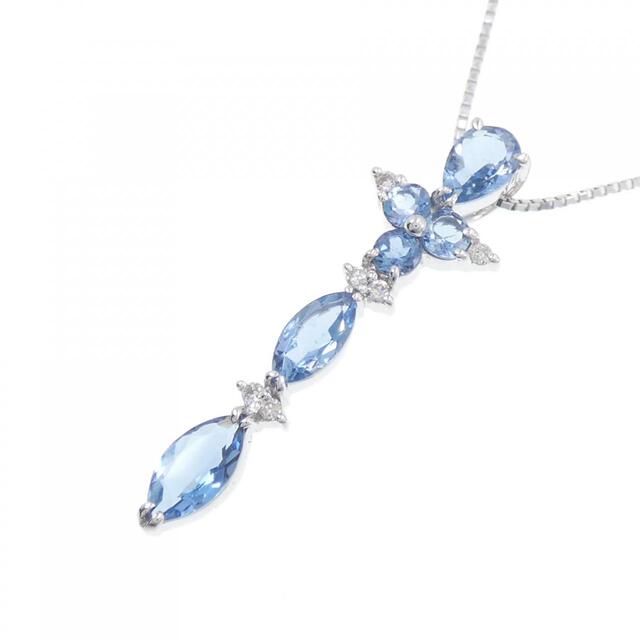K18WG アクアマリン ネックレス 1.45CT - ネックレス