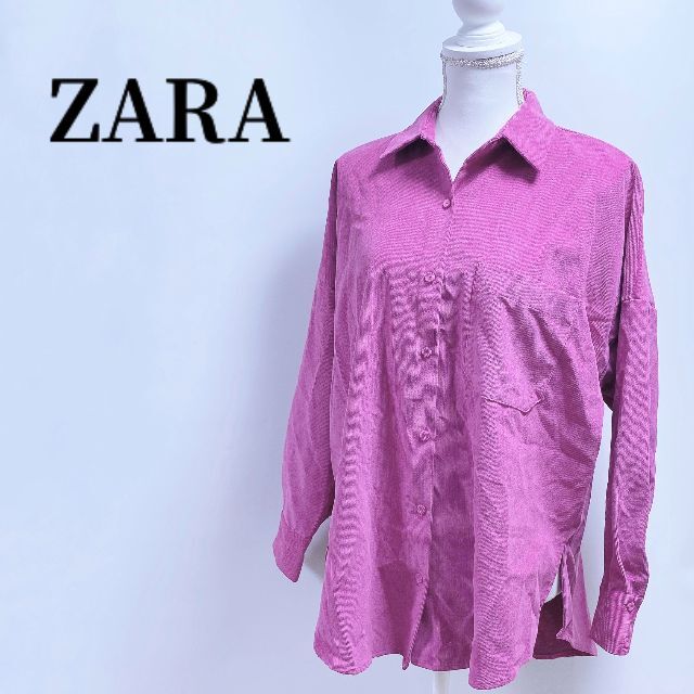 ZARAザラコーデュロイ シャツピンク長袖起毛無地 | フリマアプリ ラクマ