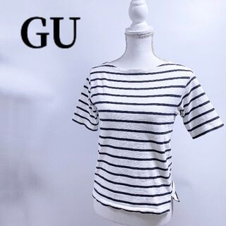ジーユー(GU)のGUジーユーボートネック半袖トップスTシャツSシンプルインナーブラックホワイト(Tシャツ(半袖/袖なし))
