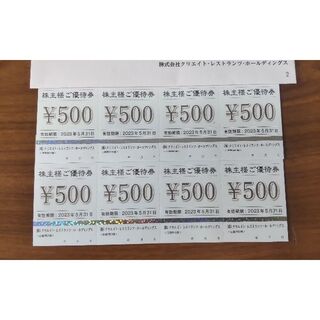 クリエイト・レストランツ・ホールディングス  株主優待　4000円分(レストラン/食事券)