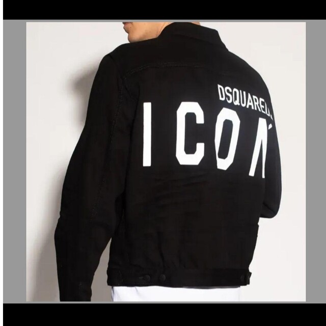 DSQUARED2  ICONブラックデニムジャケット。ストレッチあり。