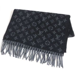 ルイヴィトン(LOUIS VUITTON)の極美品□2019年製 LOUIS VUITTON/ルイヴィトン M71607 エシャルプ・モノグラム グラディエント フリンジマフラー ノワール 伊製 正規品(マフラー)