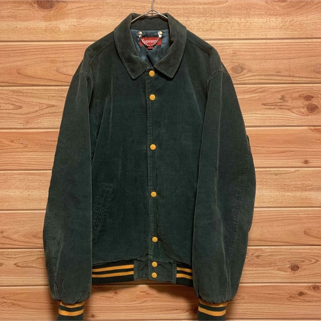 supreme corduroy varsity jacket green