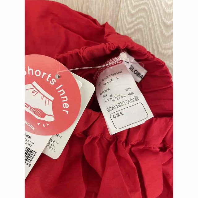 GLOBAL WORK(グローバルワーク)の新品タグ付 グローバルワーク L 110 赤 キュロットスカート キッズ/ベビー/マタニティのキッズ服女の子用(90cm~)(スカート)の商品写真