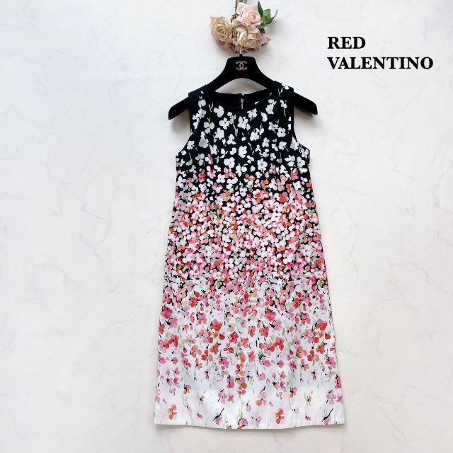 【RED VALENTINO】花柄ワンピース　Aライン　ノースリーブ　38