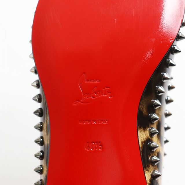 Christian Louboutin(クリスチャンルブタン)の極美品●クリスチャンルブタン パテントレザー スパイクスタッズ  レオパード柄 ローファー/フラットシューズ ブラック 40 1/2 伊製 箱付き メンズの靴/シューズ(その他)の商品写真