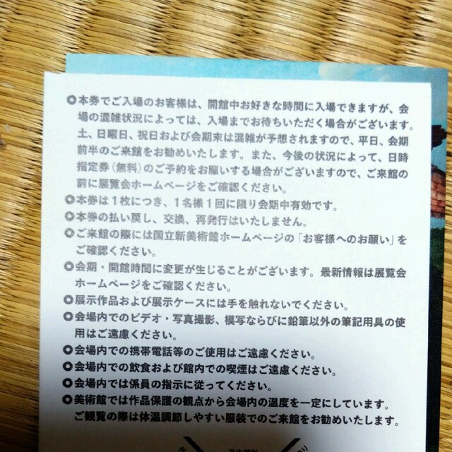 ルーブル美術館展愛を描く（国立新美術館）無料観覧券×２枚です。の