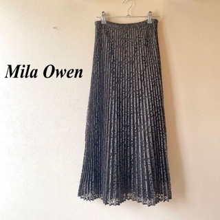 ミラオーウェン(Mila Owen)の美品✨ミラオーウェン✨総レース プリーツマキシスカート カーキ(ロングスカート)