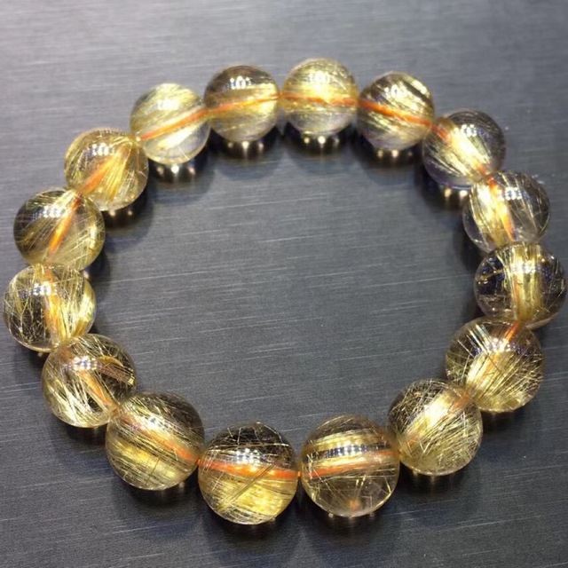⭐︎【天然】ゴールド ルチル クオーツ ブレスレット 13mm | www