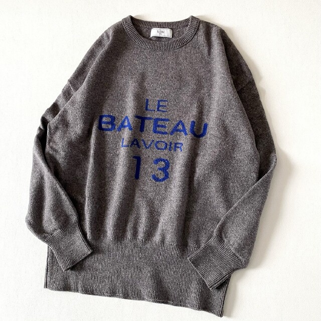 22AW♪LE BATEAUロゴニット グレー M プルオーバー スローブイエナ