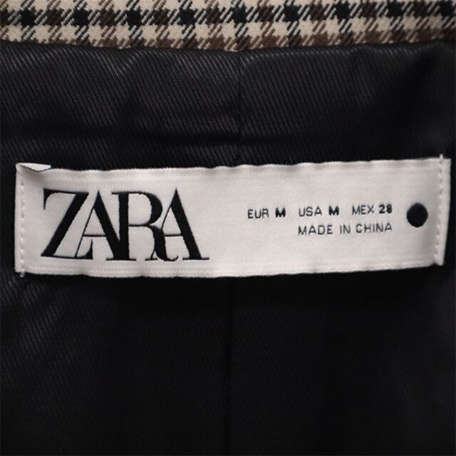 ZARA(ザラ)のザラ チェック ダブルテーラードジャケット M ブラウン系 ZARA レディース 【中古】  【230426】 レディースのジャケット/アウター(ロングコート)の商品写真