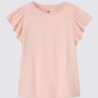 ユニクロ(UNIQLO)の新品タグ付き♡ UNIQLOガールズスムースコットンフリルTシャツ　160 (Tシャツ/カットソー)