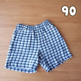 90)85-95 MENS CLUB ブルーチェックのショートパンツ　半ズボン(パンツ/スパッツ)