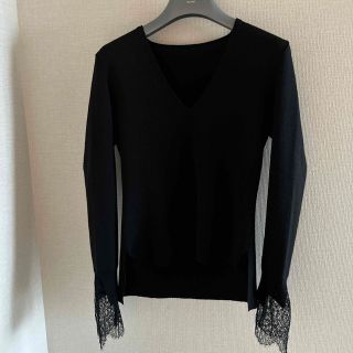 フォクシー(FOXEY)のFOXEY フレンチレディトップス　カシミヤ　38 ブラック　美品(ニット/セーター)