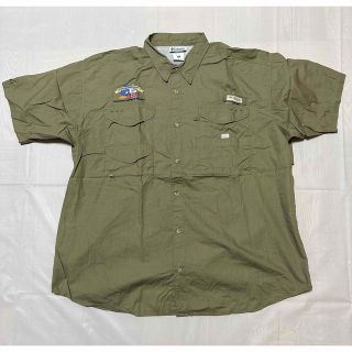 コロンビア(Columbia)のフィッシングシャツ 刺繍ロゴ Columbia PFG グリーン　半袖シャツ(シャツ)