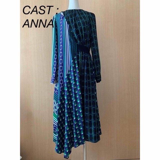 美品　CAST :ANNA  プリントワンピース　ロングワンピース　Lサイズ