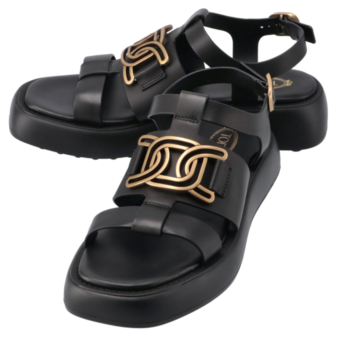 TOD'S(トッズ)のトッズ TOD'S サンダル ケイト メタルチェーン ストラップ ロゴ レディース 靴 シューズ ブラック XXW11K0GQ80 N6M B999 レディースの靴/シューズ(サンダル)の商品写真
