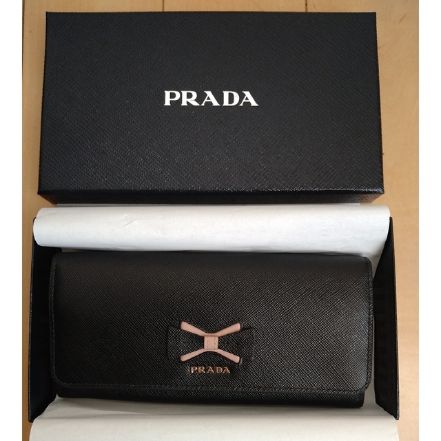 PRADA(プラダ)のPRADA 長財布 バイカラーリボン NERO+CIPRIA 1MH132 プラ レディースのファッション小物(財布)の商品写真