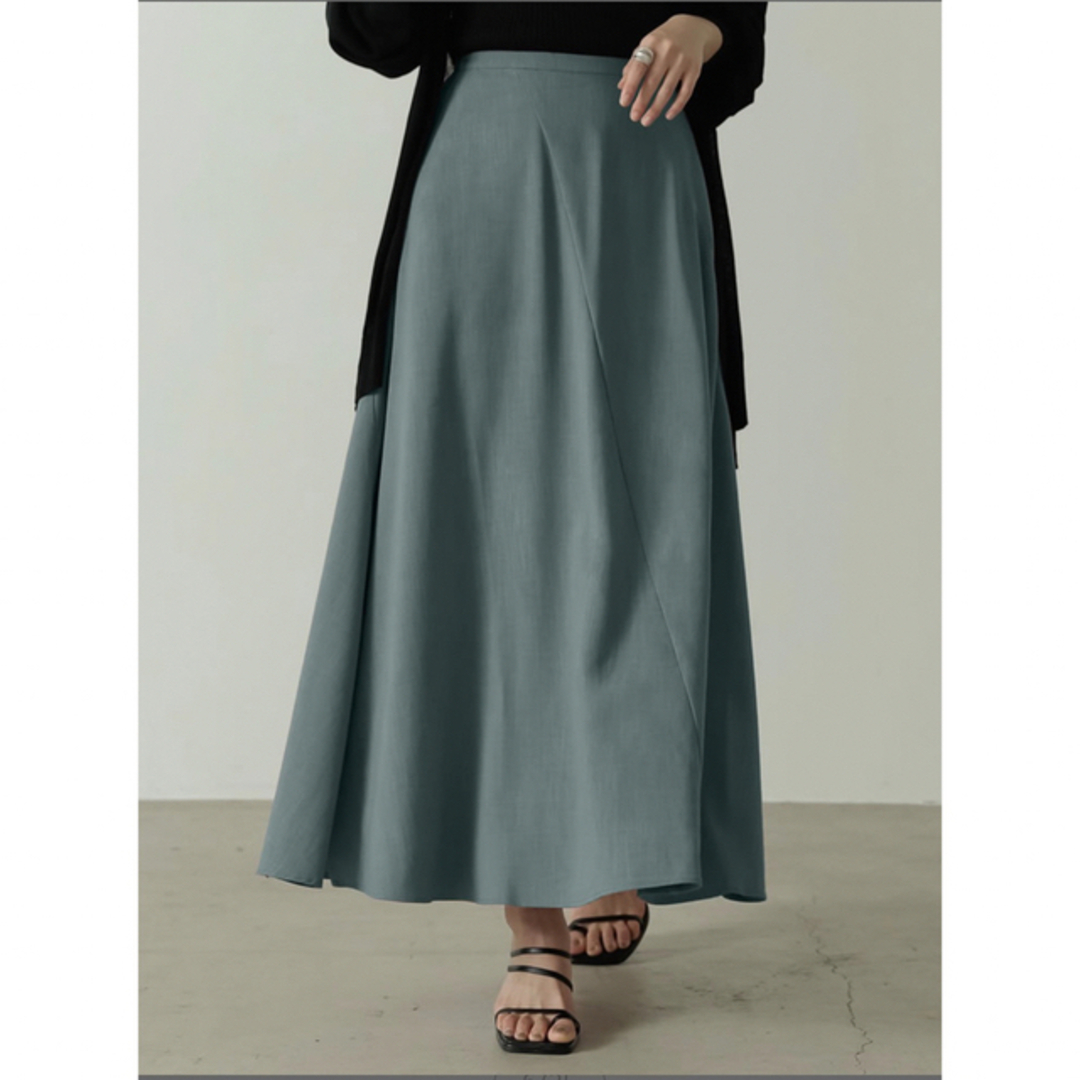 Re:EDIT(リエディ)のRe:EDIT リネン風スカート　グリーンMサイズ レディースのスカート(ロングスカート)の商品写真