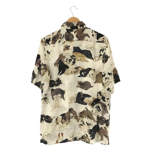 NIPOALOHA / ニポアロハ | THE HUNDRED DOGS Short Sleeve Shirt 絵師 伊藤若冲 構図の百犬図開襟 レーヨン オープンカラー シャツ | 3/XL | ホワイト | メンズ